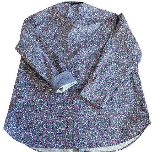 Society of Threads Men's XXL Slim Blue Geometric Long Sleeve Button Down NWT - Picture 2 of 4